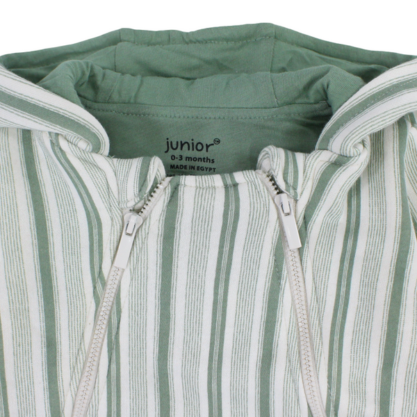 Baby Boys Cotton Hooded Baby Footie – Striped Mint