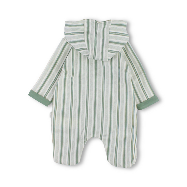 Baby Boys Cotton Hooded Baby Footie – Striped Mint