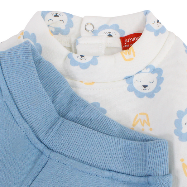 Baby Boys Cotton Pajama – Off-White with Lions Print