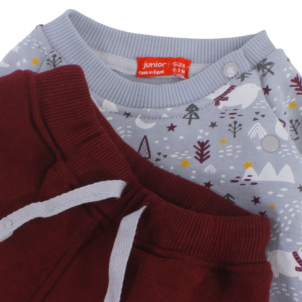 Baby Boys Cotton Pajama – Grey with Polar Bears Print