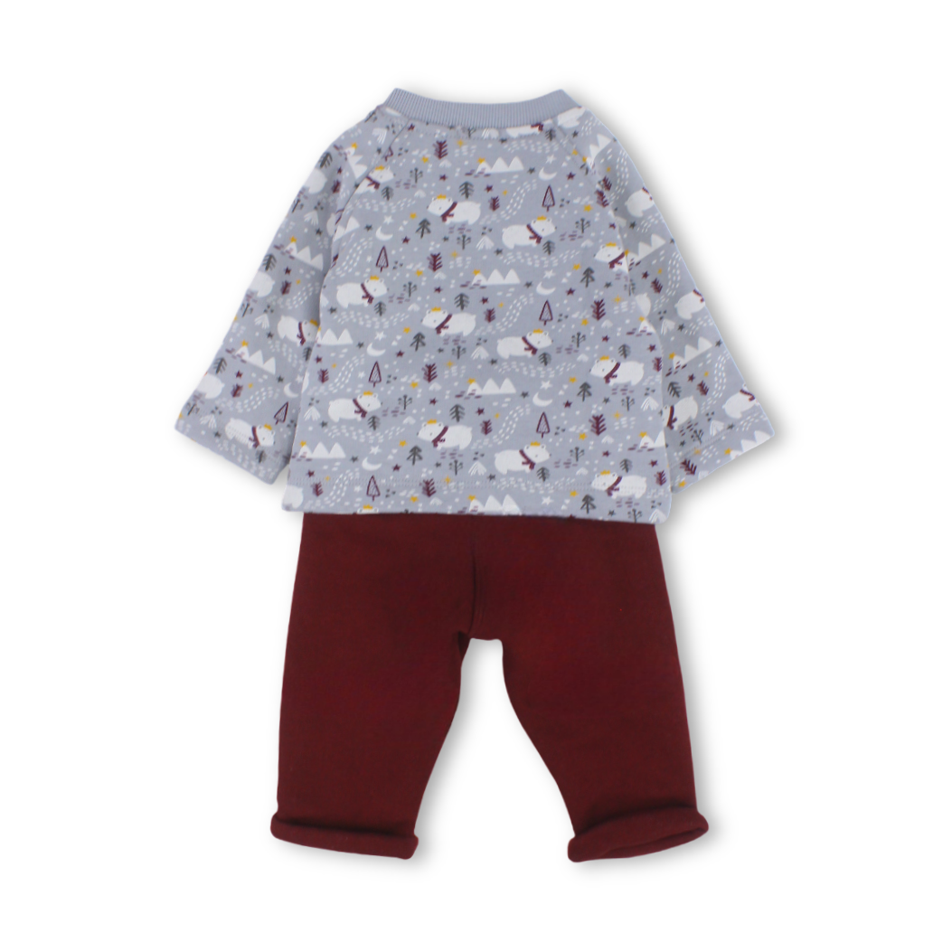 Baby Boys Cotton Pajama – Grey with Polar Bears Print
