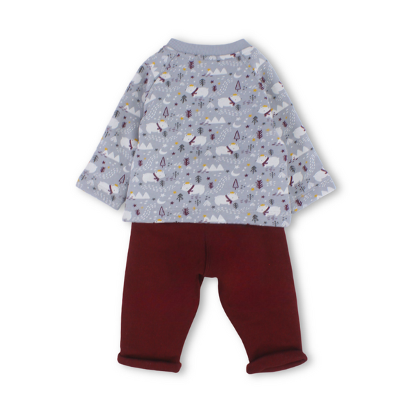 Baby Boys Cotton Pajama – Grey with Polar Bears Print