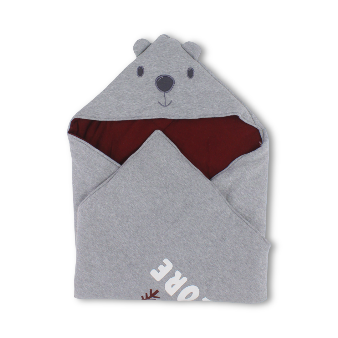 Cotton Baby Blanket – Grey with Bear Design