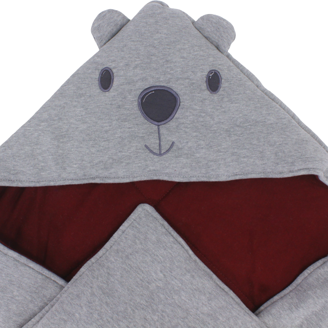 Cotton Baby Blanket – Grey with Bear Design