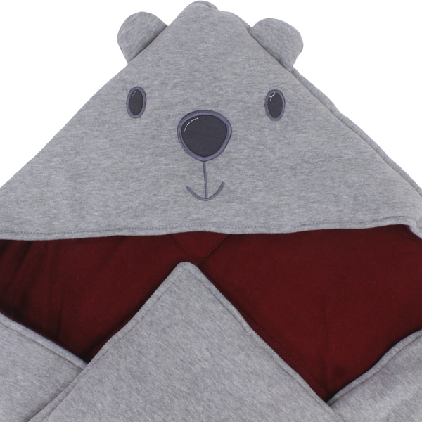 Cotton Baby Blanket – Grey with Bear Design