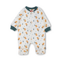 Baby Boys Cotton Baby Footie – Off-White with Fox Print