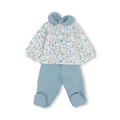 Baby Girls Cotton Pajama – Off-White & Mint with Flowers Print