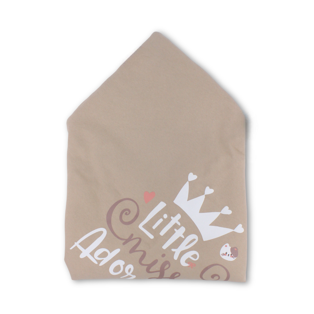 Cotton Baby Blanket – Beige with "Little Blessing" Print