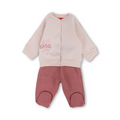 Baby Girls Cotton Pajama – Pink with "Lovely" Embroidery