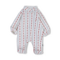 Baby Girls Cotton Baby Footie – Striped Off-White