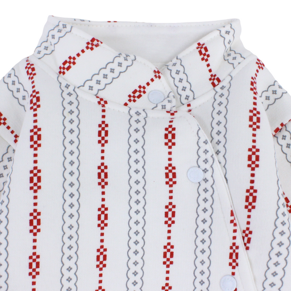 Baby Girls Cotton Baby Footie – Striped Off-White