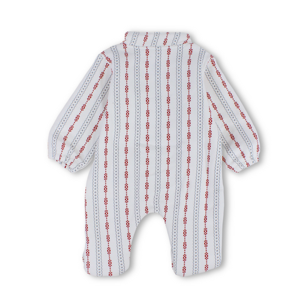 Baby Girls Cotton Baby Footie – Striped Off-White