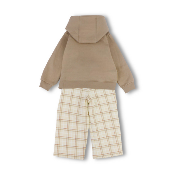 Boys Cotton Hooded Pajama – Camel with Bear Face Print