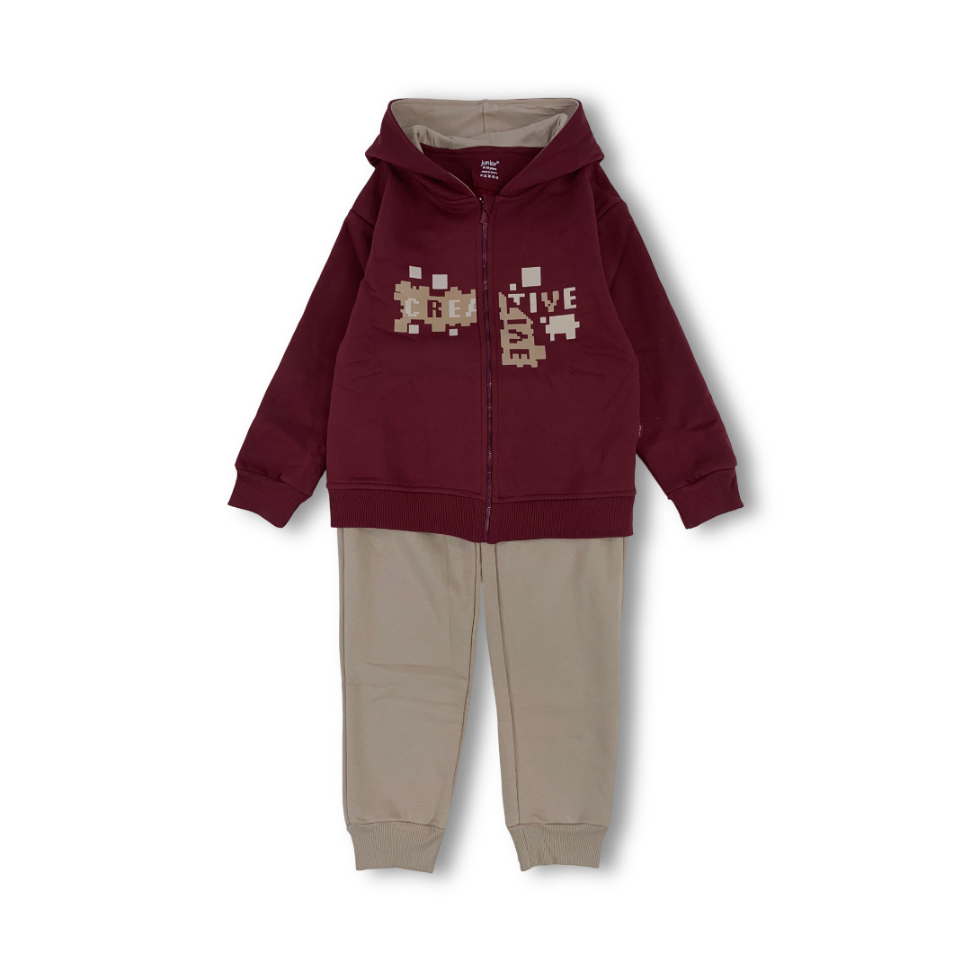 Boys Cotton Hooded Pajama – Maroon