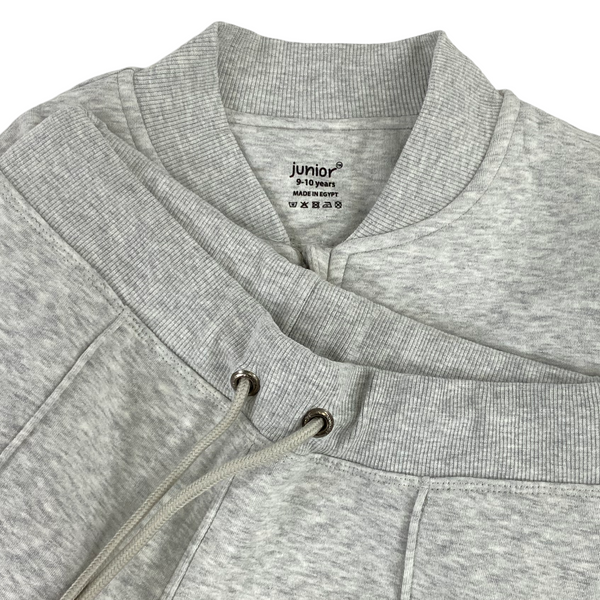 Girls Cotton Hooded Pajama – Grey "Junior" Embroidery