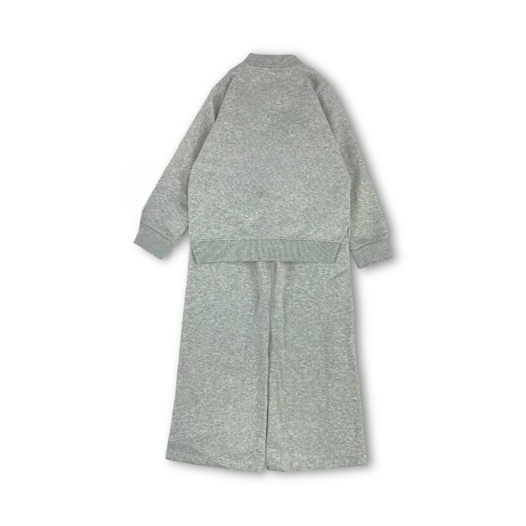 Girls Cotton Hooded Pajama – Grey "Junior" Embroidery