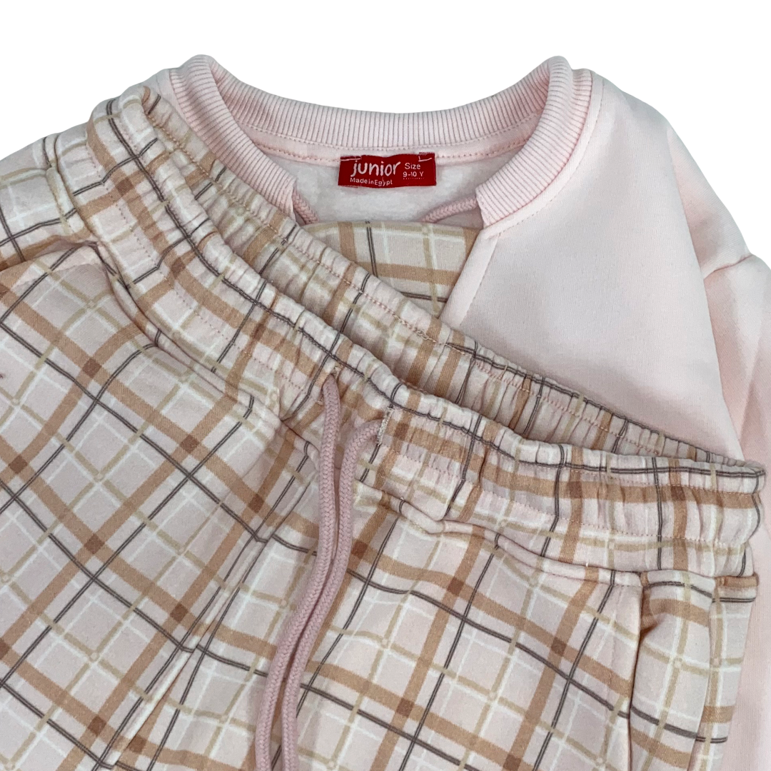 Girls Cotton Pajama – Pink with "Lovely" Embroidery