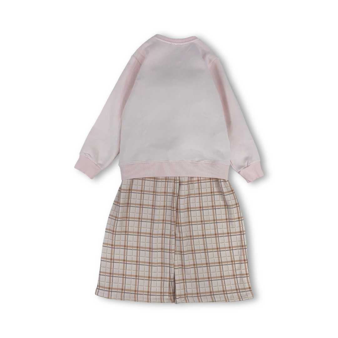 Girls Cotton Pajama – Pink with "Lovely" Embroidery