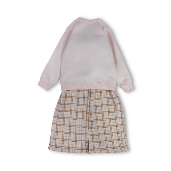 Girls Cotton Pajama – Pink with "Lovely" Embroidery