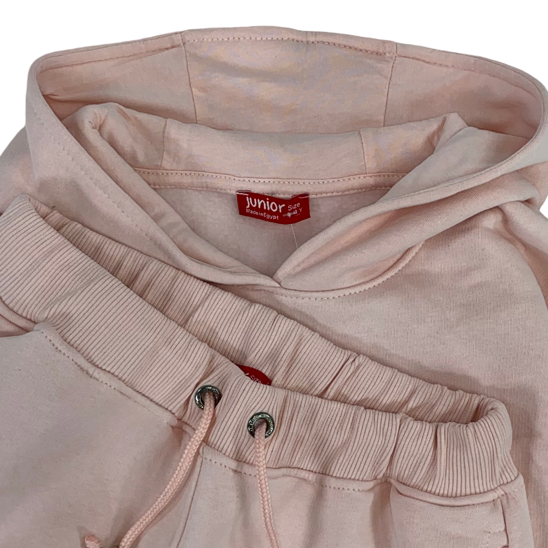 Girls Cotton Hooded Pajama – Pink with "Cute Bunny" Print