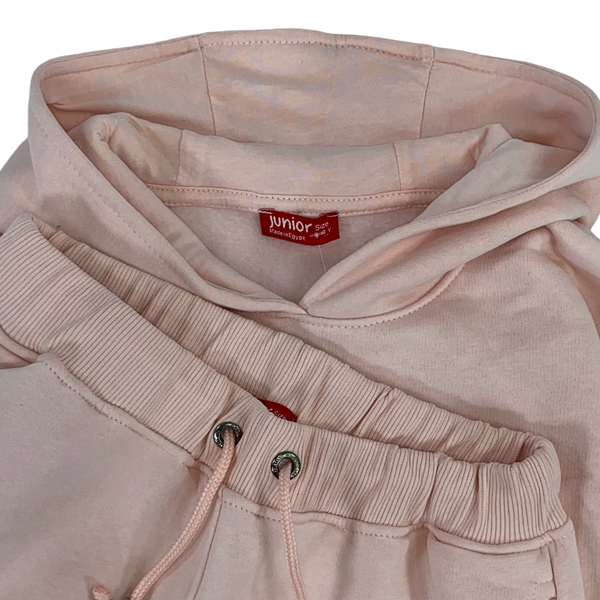 Girls Cotton Hooded Pajama – Pink with "Cute Bunny" Print