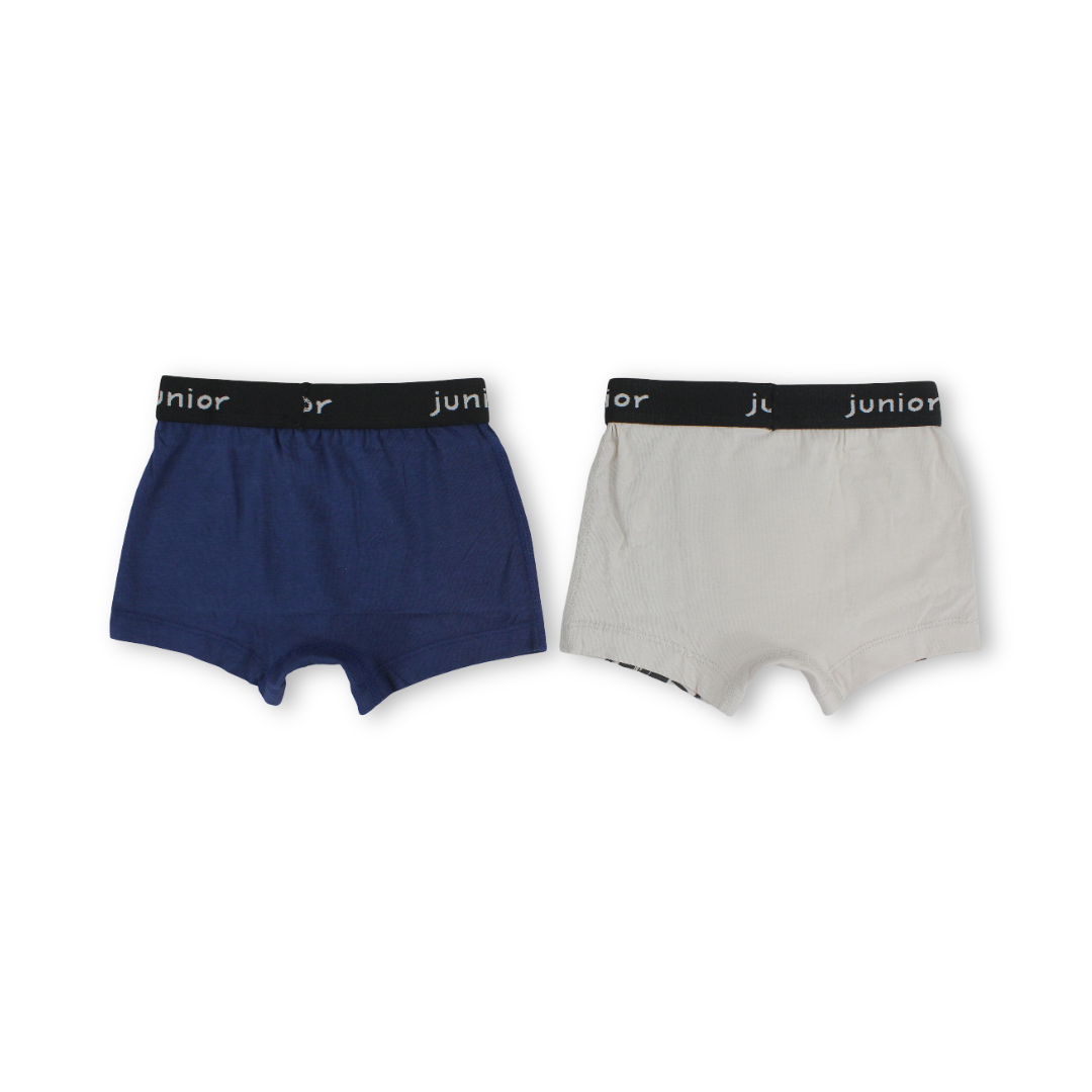 Boys Cotton Boxer Shorts – Navy & Grey with Batman Print (Pack Of 2)