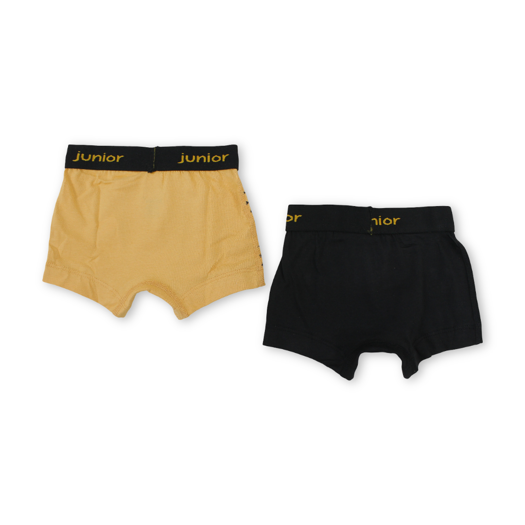 Boys Cotton Boxer Shorts – Yellow & Black with Garfield Print (Pack Of 2)