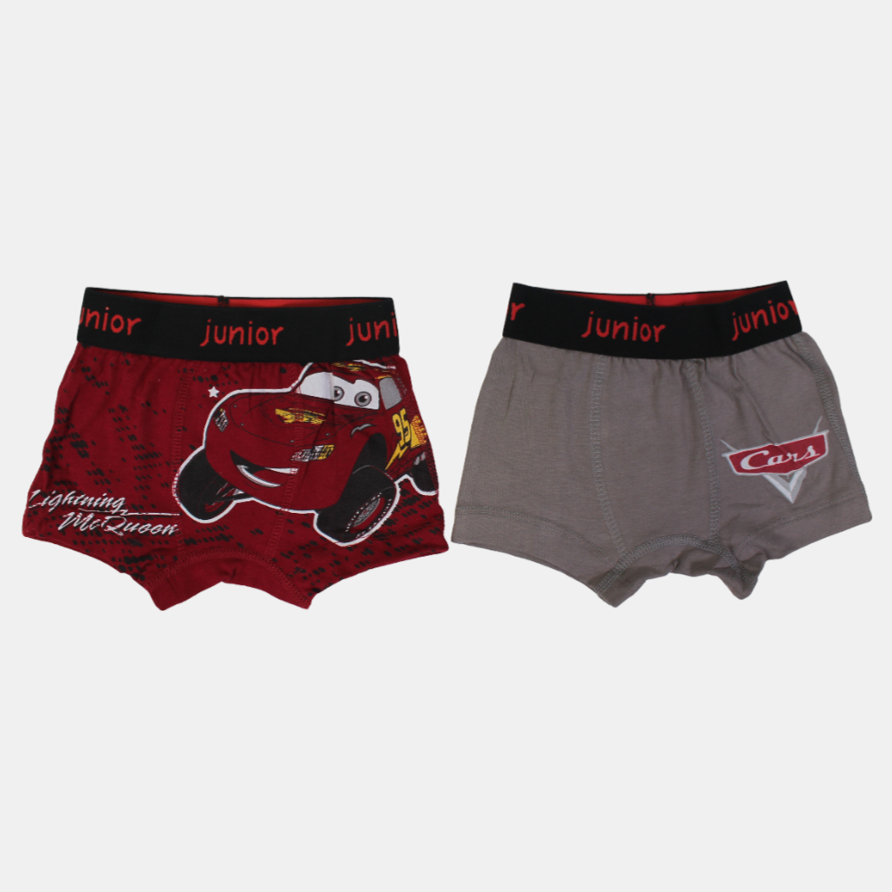 Boys Cotton Boxer Shorts - Cars Print (Pack of 2)