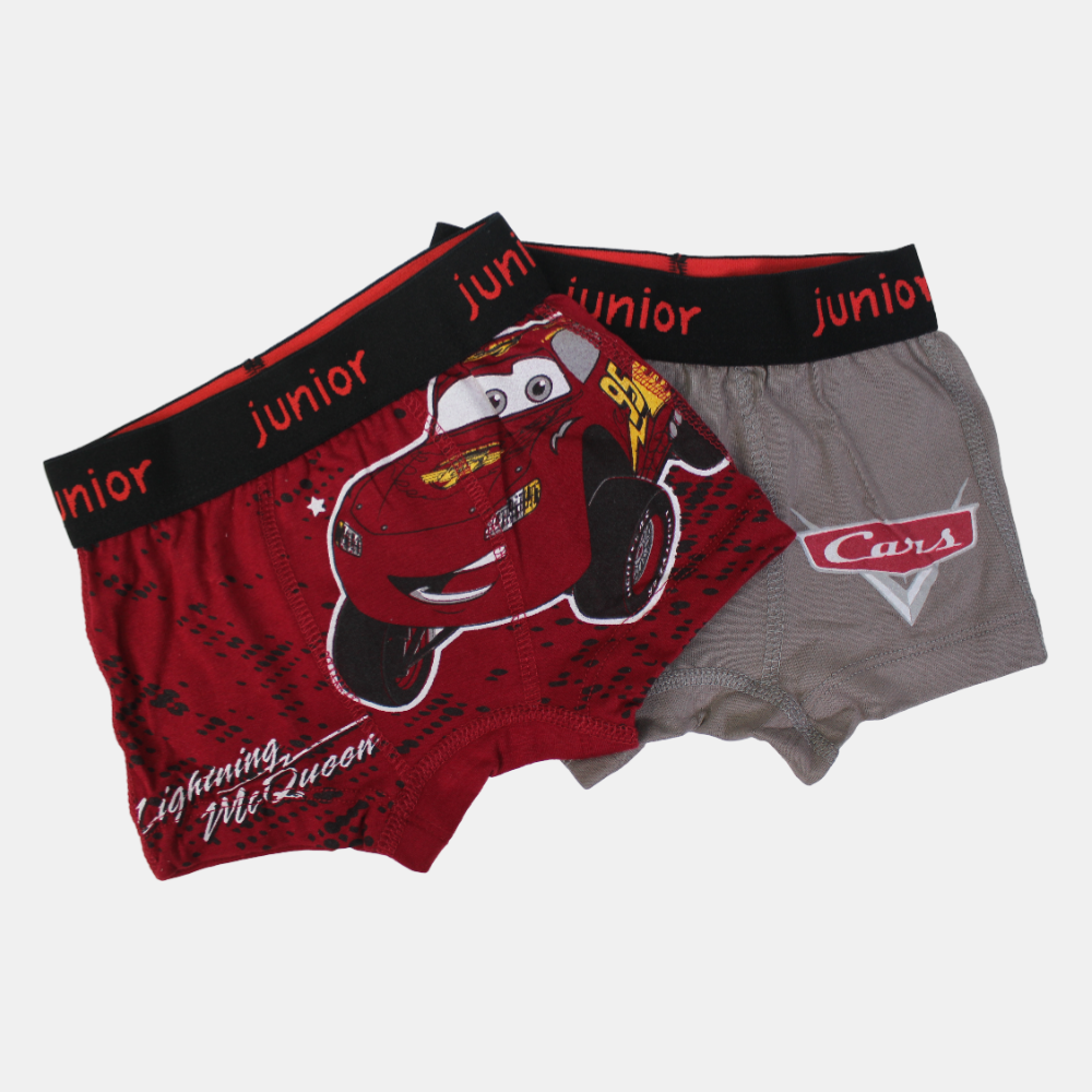 Boys Cotton Boxer Shorts - Cars Print (Pack of 2)