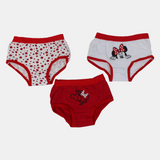 Girls' Cotton Panties – Red Minnie Mouse Design (Pack of 3)