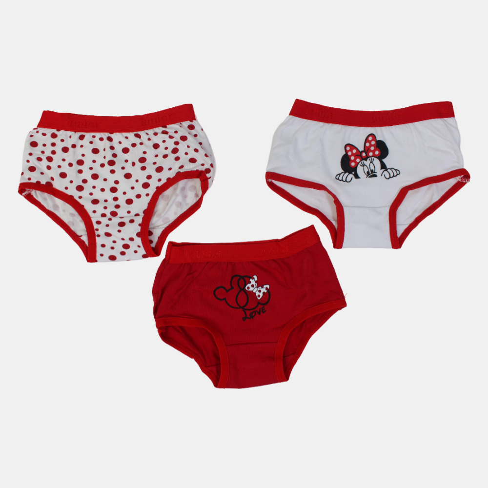 Girls Cotton Panties – Red Minnie Mouse Design (Pack of 3)