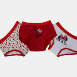 Girls' Cotton Panties – Red Minnie Mouse Design (Pack of 3)