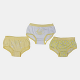 Girls' Cotton Panties – Yellow Floral Design (Pack of 3)