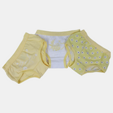 Girls' Cotton Panties – Yellow Floral Design (Pack of 3)