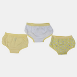 Girls' Cotton Panties – Yellow Floral Design (Pack of 3)