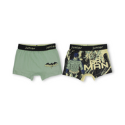 Boys Cotton Boxer Shorts – Olive & Yellow with Batman Print (Pack Of 2)