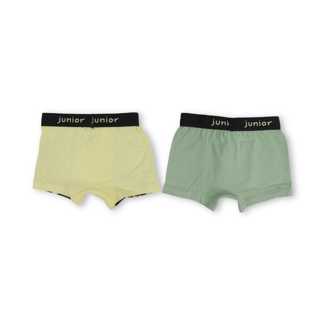 Boys Cotton Boxer Shorts – Olive & Yellow with Batman Print (Pack Of 2)