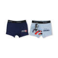 Boys Cotton Boxer Shorts – Navy & Baby Blue with Captain America Print (Pack Of 2)