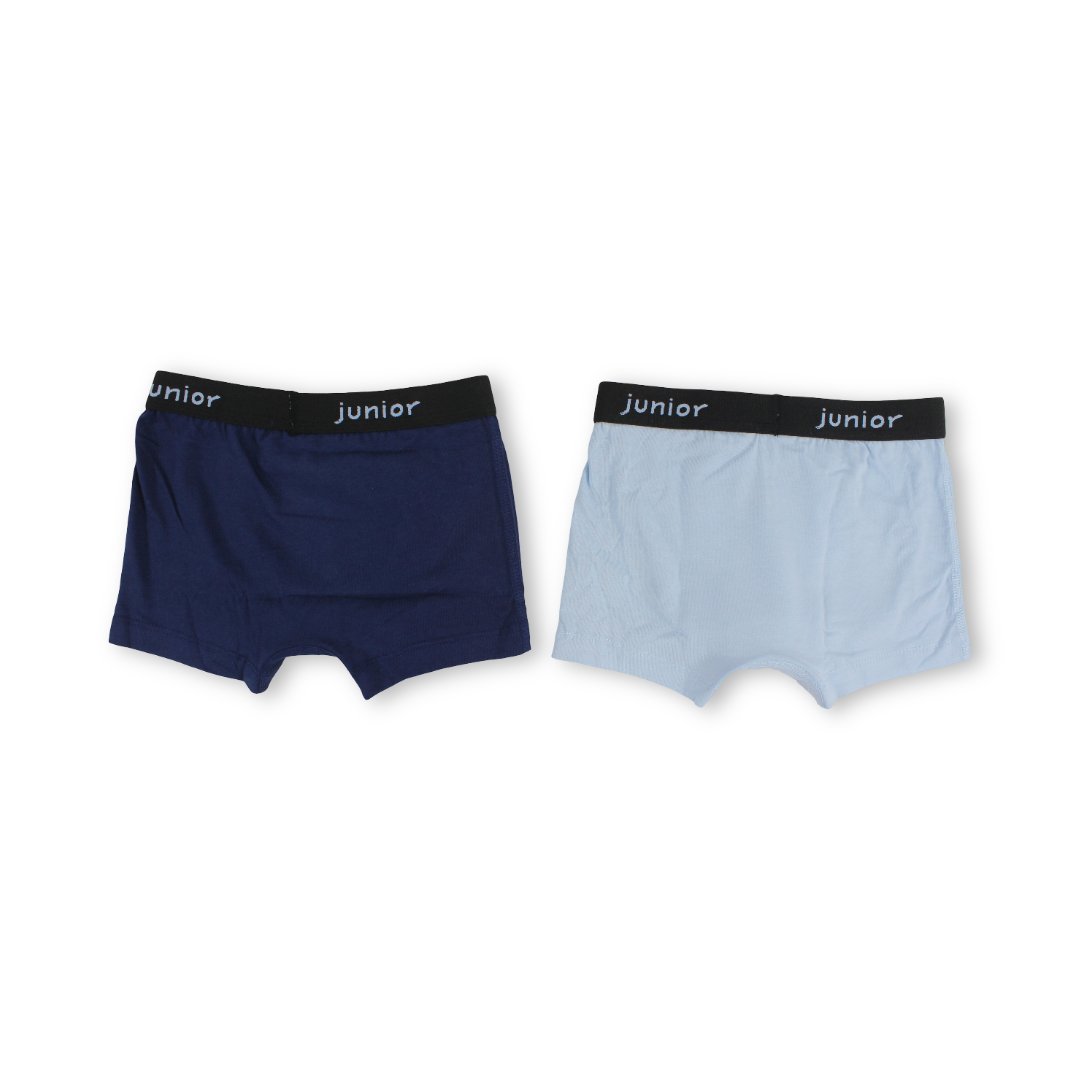 Boys Cotton Boxer Shorts – Navy & Baby Blue with Captain America Print (Pack Of 2)