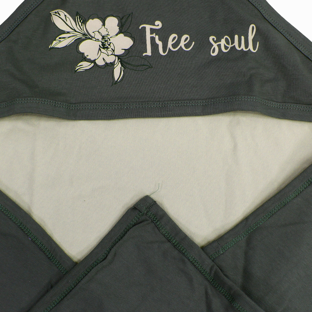 Cotton Baby Blanket – Green with "Free Soul" Design