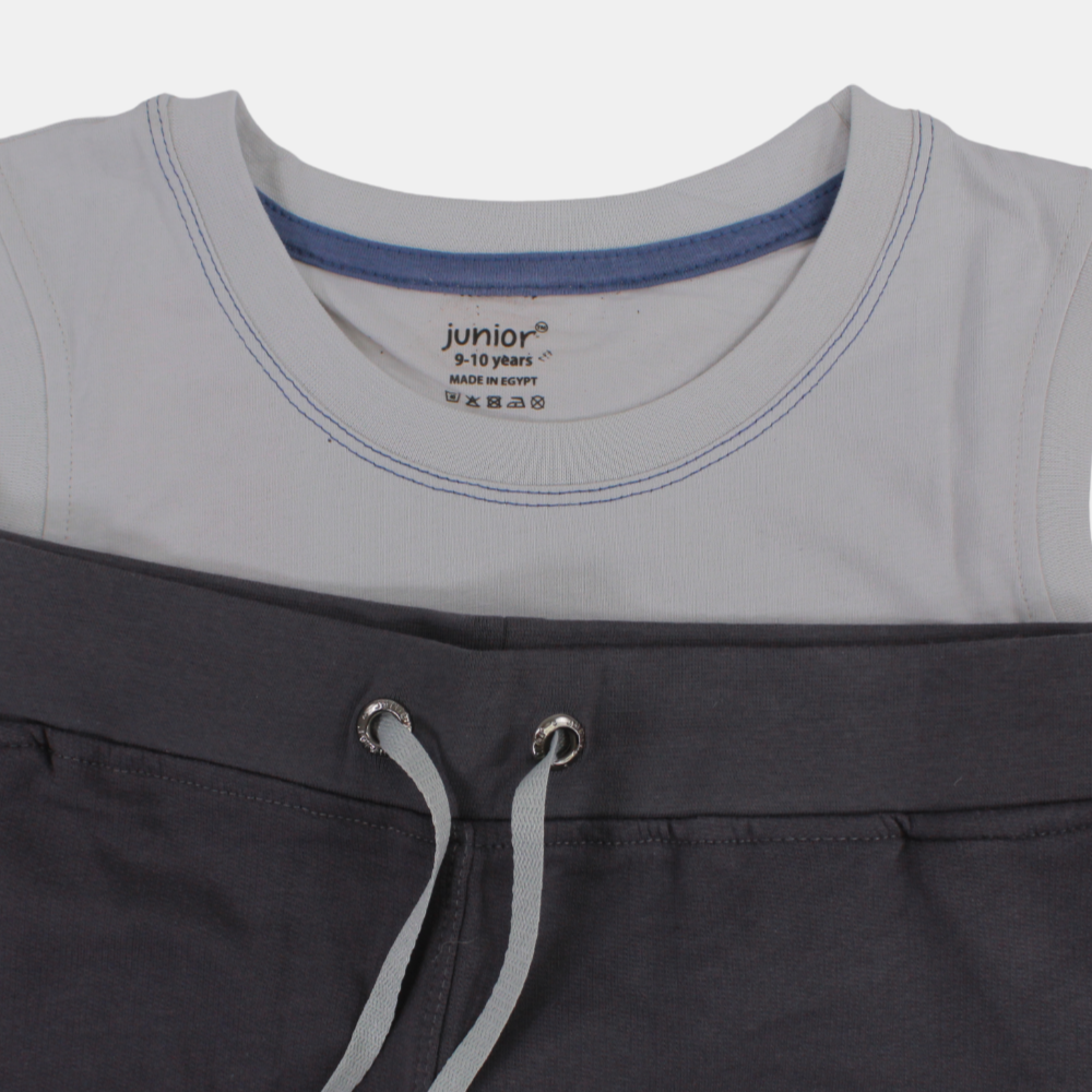 Boys Sleeveless Cotton Pajama Set – Grey (Explore Theme)