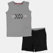 Boys Sleeveless Cotton Pajama Set – Grey