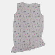 Girls Sleeveless Cotton Nightgown – Off-White (Under the Sea Theme)