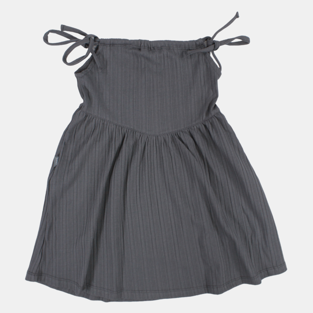 Girls Strappy Cotton Nightgown – Grey (Heart Theme)