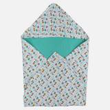 Cotton Baby Blanket  – White/Green Printed