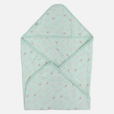 Cotton Baby Blanket – Aqua with Monkey Print