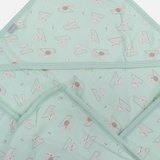 Cotton Baby Blanket – Aqua with Monkey Print