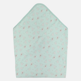 Cotton Baby Blanket – Aqua with Monkey Print