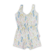Girls Cotton Sleeveless Jump Suit – Off-White with Coral Reef Print