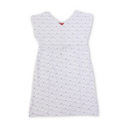 Girls Cotton Sleeveless Dress – Off-White with Fans Print